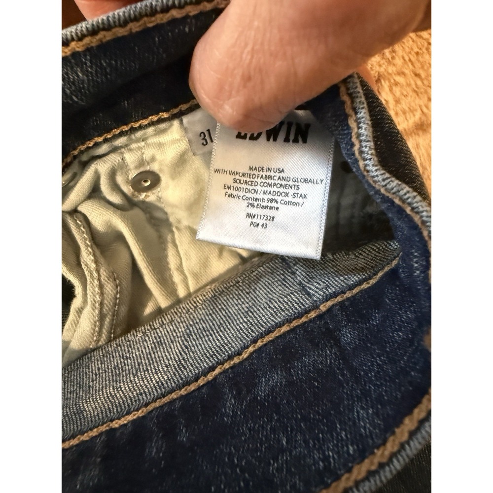 EDWIN MADDOX SLIM JEANS - Men's Size 31 X 31-DARK BLUE DENIM - STRETCH - NEW!! - Picture 4 of 7